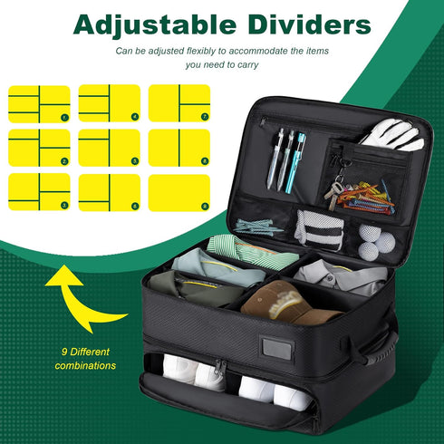 HIMAL HIMAL 2 Layer Golf Trunk Organizer, Collapsible Waterproof Car Golf Bag with Ventilation Compartment
