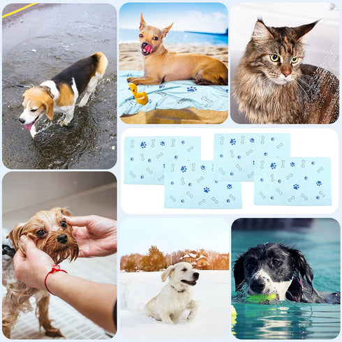 Chumia 4 Pcs Dog Towels for Drying Dogs, Microfiber Absorbent Towel for Medium Dogs Cats (Light Blue, 24 x 40 Inch)