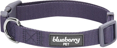 Blueberry Pet Adjustable Bandana Collar with Embroidered Name Tag – Eco-Friendly Quick-Release Buckle, Greyish-Purple,