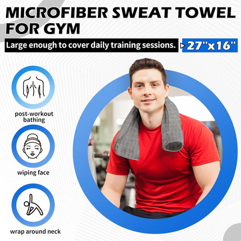 3 Pack 16 27 Inch Microfiber Gym Towels, Grey Sweat Towels, x Quick Dry Hand Towels, Absorbent Yoga Towels for Home Gym