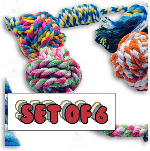 Small Puppy Dog Rope Toys for Play, Chew, Teething, and Boredom - for Smaller Dogs (6-Pack)