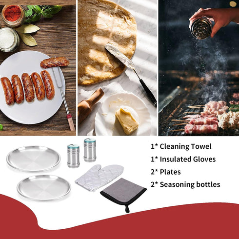 Set-27 Set Portable Camping Kitchen Utensil Piece Cookware Kit, Stainless Steel Outdoor Cooking and Grilling Utensil