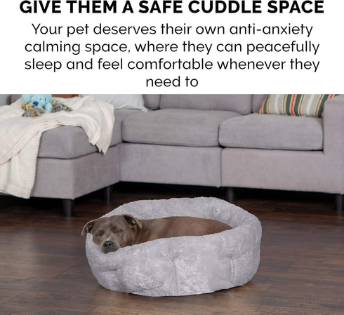Furhaven 23" Round Self-Warming Pet Bed for Indoor Cats & Medium/Small Dogs, 100% Washable - Gray, Medium