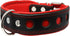 Dogs My Love Real Leather Soft Padded Dog Collar Reflective (13.75"-16.25" Neck; 1.75" Wide, Black/Red)