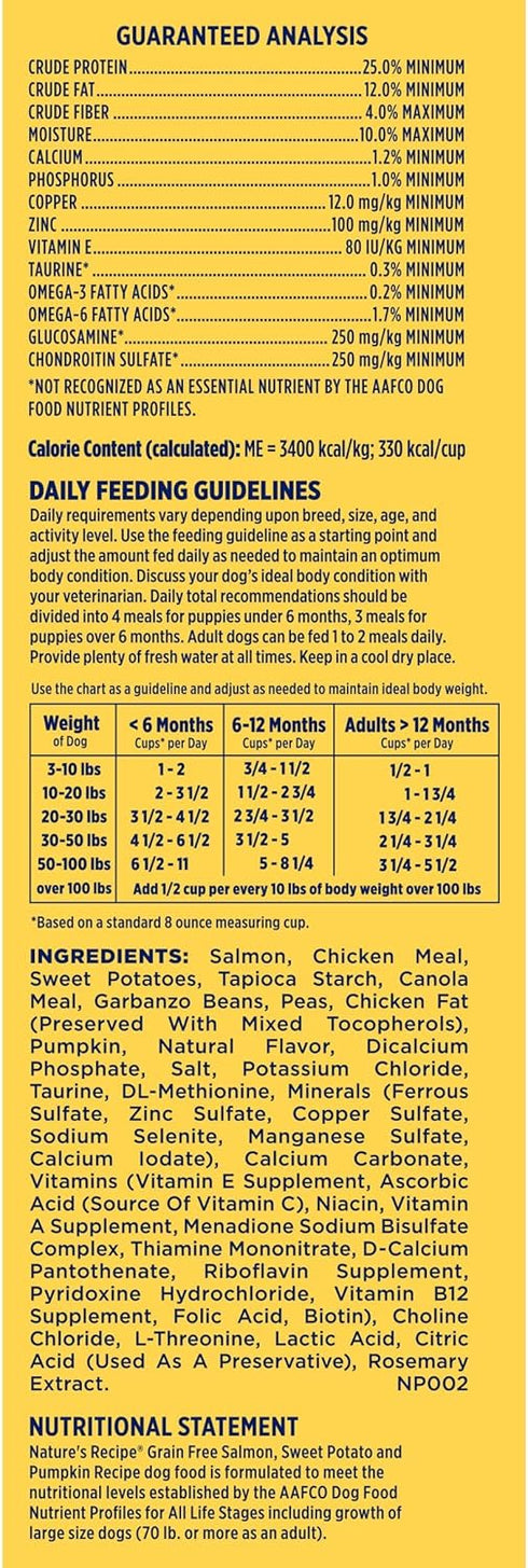 Nature's Recipe Grain Free Salmon, Sweet Potato & Pumpkin Dry Dog Food, 4 lb. Bag