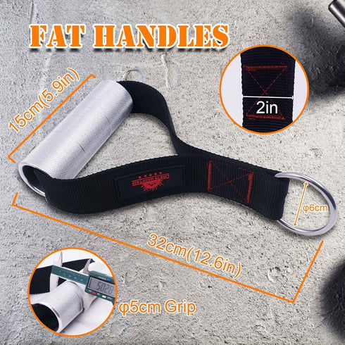 Heavy Duty Fat Gym Handle Grips - 2" Diameter Aluminum Alloy Exercise Handles for Cable Machine Pulley Attachments