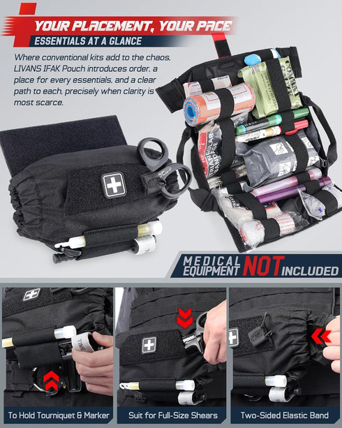 LIVANS Roll Up IFAK Pouch, Medical Drop Dump Pouch MOLLE First Aid Pouches Tactical Dangler Pouches Belt IFAK Bag