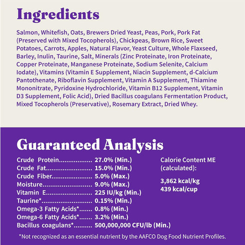 Halo Purely for Pets Holistic Adult Dog Healthy Grains, Wild-Caught Salmon & Whitefish Recipe, 3.5 lb