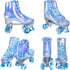 8-51 JajaHoho Roller Skates for Women, Very Peri Blue Holographic High Top Faux Leather Rollerskates, Shiny Double-Row
