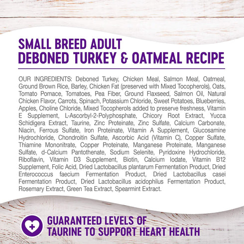 Wellness Complete Health Small Breed Dry Dog Food with Grains, Natural Ingredients, 4-Pound Bag, Turkey & Oatmeal