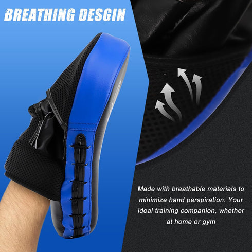 2-in-1 Set, MMA Boxing Pads Punch Mitts & Kick Pad Combo for Kids & Adults, Adjustable Training Gear for Boxing