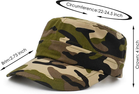 UltraKey Flat Top Baseball Cap, Cotton Twill Army Military Hat for Men and Women