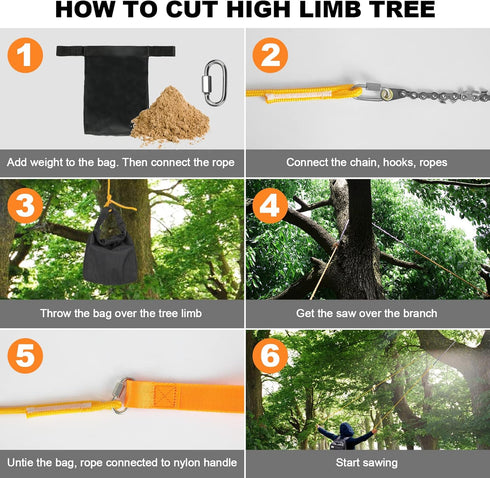 Premium 48 Inch High Limb Rope Saw with Two Ropes, 62 Sharp Teeth Blades, Best Folding Pocket Chain Saw