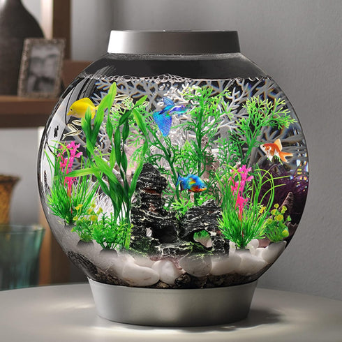 Fish Tank Accessories, 9pcs Green Decorations Plants and Cave Rock Decor Set for Aquarium, Plastic Plants for Fish Tank