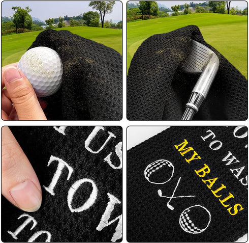 Funny Golf Towel, I Use This Towel to Wash My Balls, Embroidered Golf Gifts for Men with Clip