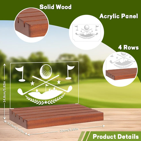 CoolGift Mart Light Up Golf Ball Marker Display, Wooden Acrylic Accessories with Warm White Color Lights USB Powered