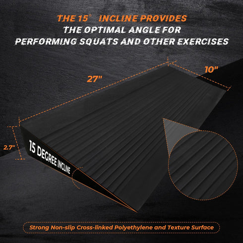 Squat Wedge Block, Large One-Piece Slant Board for Squats, Heel Elevated Squat, Weightlifting and Recovery