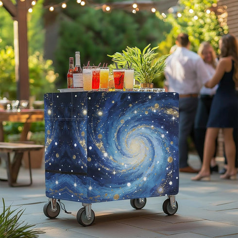 Xumfabuy 80-100 Patio Cooler Cover, Outdoor Bar Cart Cover for Quart Rolling Ice Chest Cooler, Galaxy Cart Covers