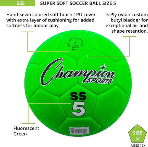 5 Champion Sports Size Super Soft Soccer Ball