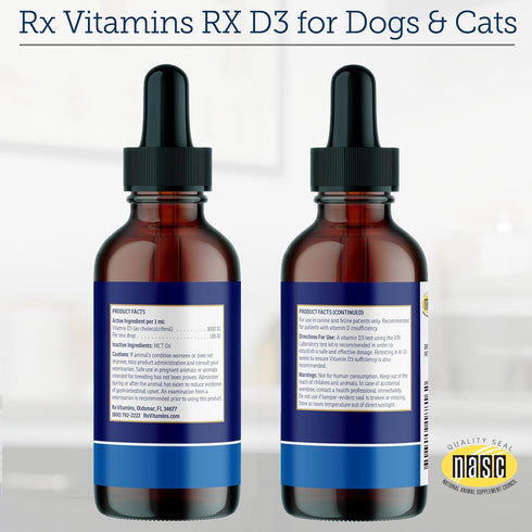 D3 D3 Immune D3-2oz Rx Vitamins Rx - Cat & Dog Vitamins Liquid Drops in MCT Oil - Vitamin D for Dogs & Cats to Manage