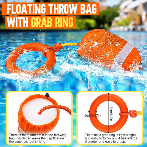 Water Rescue Throw Bag with 50FT Rope, High Visibility Emergency Rescue Rope for Kayaking