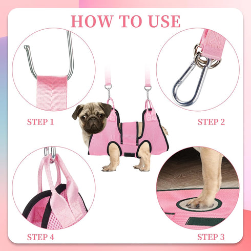 PatiencET Dog Grooming Hammock, Pet Grooming Hammock for Cats & Dogs with Security Strap and Nail Trimming Tools