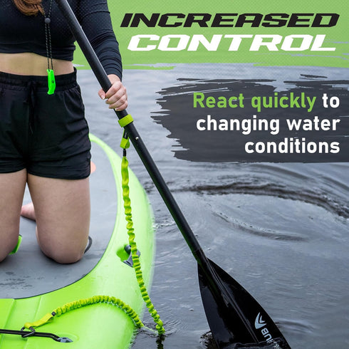 Gradient Fitness 2 Pack Kayak Paddle Leash - 5-8 Feet Stretchable Paddle Strap with Carabiner Secure Lanyard Rope