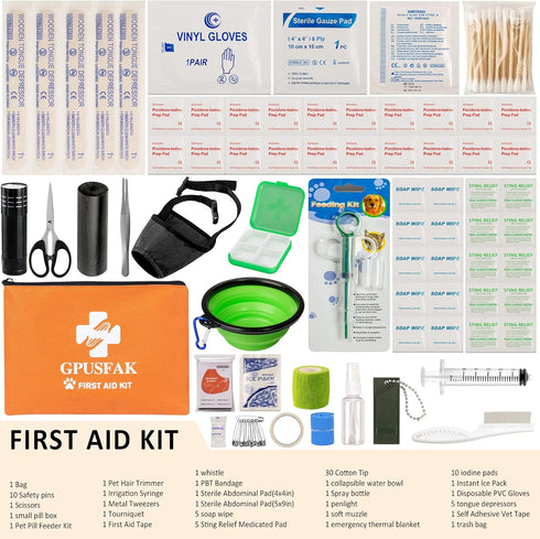 GPUSFAK Dog First Aid Kit - Pet First Aid Kit for Dogs Pet Emergency Kit with Pets First Aid Supplies for Home Camping