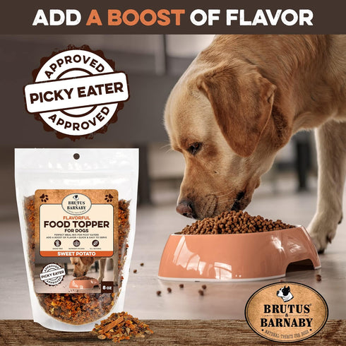 BRUTUS & BARNABY Dog Food Toppers - All Natural Vegan Sweet Potato Kibble Topper for Picky Eaters, Nutrient Packed