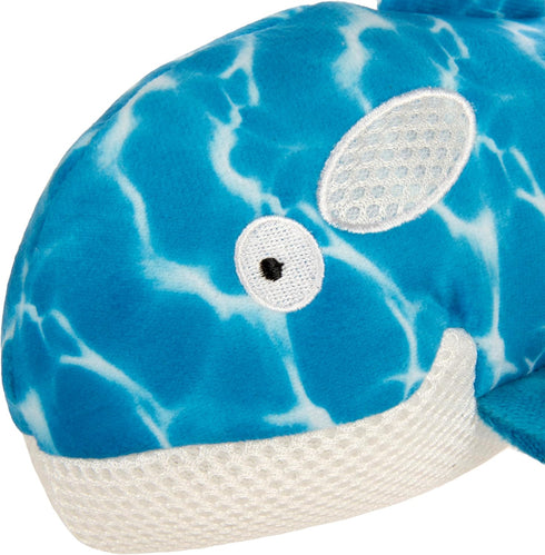Strong 'N Silent Silent Swimmer Soft Plush Orca Chew Guard Dog Toy - Blue, Large