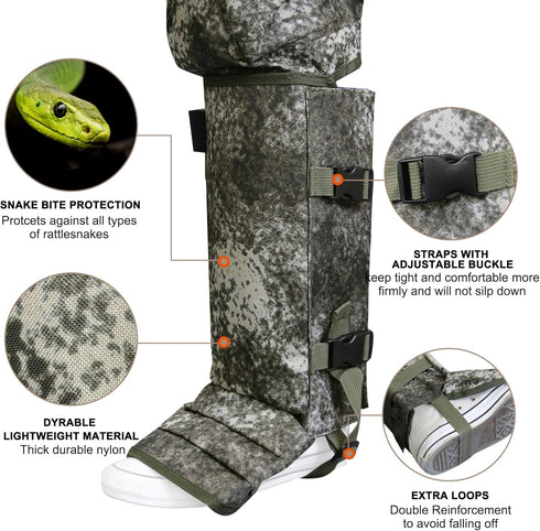 Waterproof Snake Gaiters for Men and Women - Adjustable Snake Chaps for Leg Protection