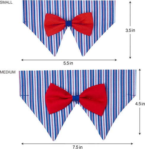 Blueberry Pet Iconic High Street Fashion Adjustable Dog Bandana Collar with Bow Tie, Medium, Neck 14.5"-20"