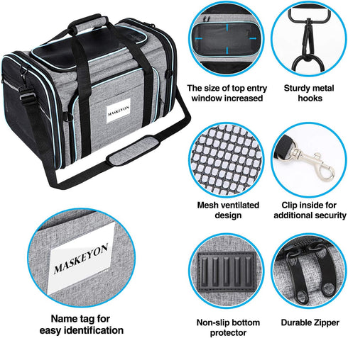 Airline Approved Soft-Sided Pet Carrier, Expandable with 4 Doors, Removable Pads, 3 Pockets for Small Dogs and Cats