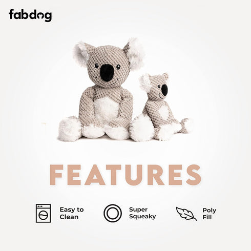 fabdog Large Koala Floppies Plush Dog Toy - Cute & Durable Squeaky Toy for Puppies and All Breeds