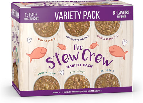 Weruva Classic Stews Cat Food, The Stew Crew Variety Pack, 3oz Pouch (Pack of 12)
