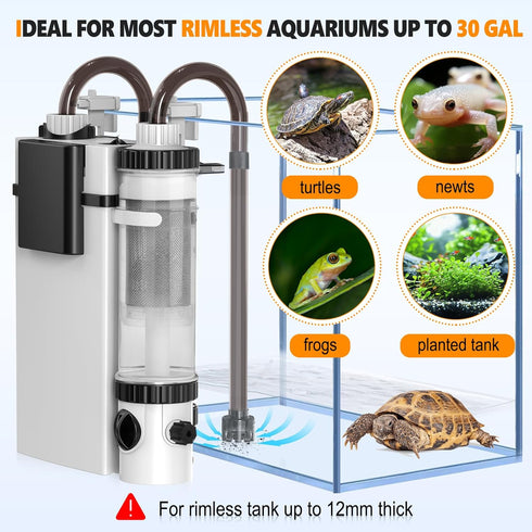 5-30 Skimmer 3 132 hygger Quiet Hang On Back Aquarium Filter Gallon Small Fish Tank Canister Filter with Surface Spray