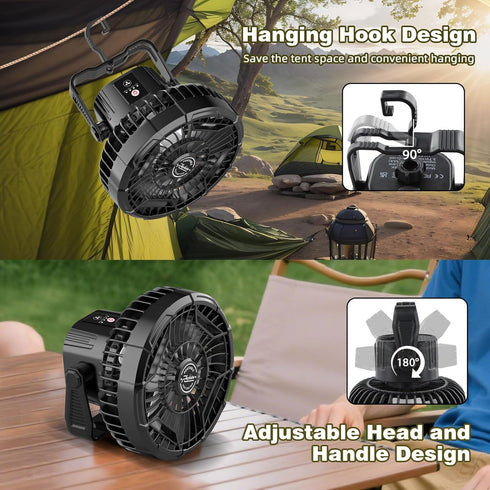 10400 24 1PC Roykaw Golf Cart Fan mAh Rechargeable Battery Powered, Hrs Work Portable Fan with LED Light for Nighttime
