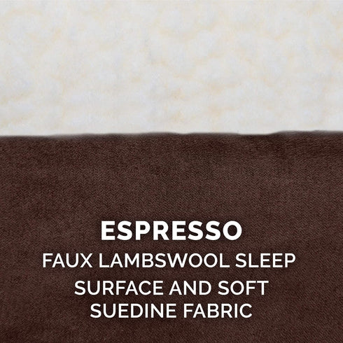 Furhaven Replacement Dog Bed Cover, Sherpa & Suede Mattress, Machine Washable, Espresso, Jumbo Plus (XX-Large)