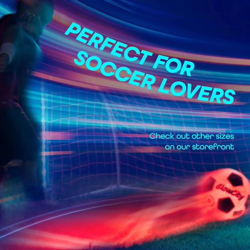 GlowCity Light Up Indoor/Outdoor Soccer Ball with 2 LED Lights - Fun Gift for Teens