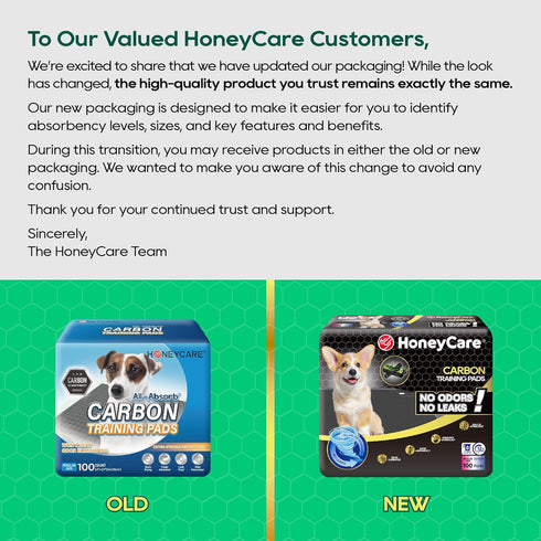 22x23 inch, 100ct) HONEY CARE All-Absorb Puppy Training Pads | Doggie Potty Pads Absorb Eliminating Urine Odor, Ultra