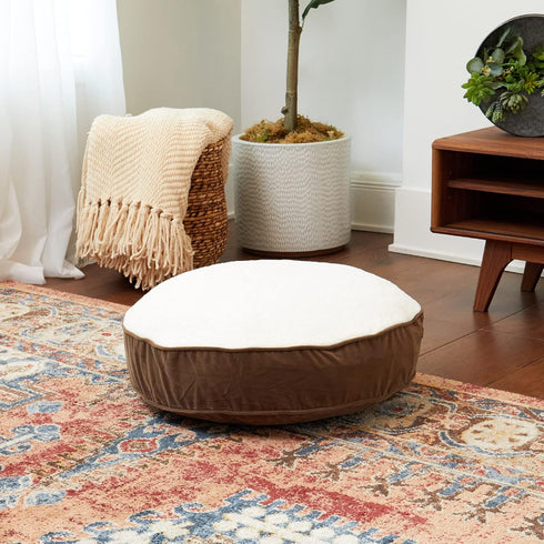 South Pine Porch Samson Deluxe Round Pillow Style Dog Bed - Latte, Extra Small (24")