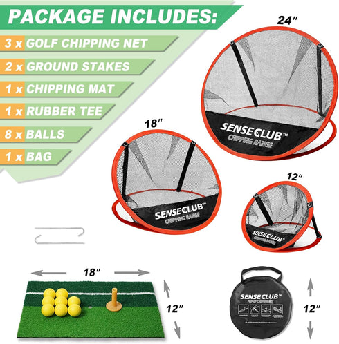 Golf Chipping Net with Pop Up Design, Target Practice Net with Balls, Backyard Golf Games Accessories