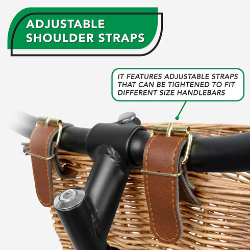 ProSource Wicker Bike Basket, Light Brown, Front Cargo for Women and Men, Fits Most Bikes, Beach Cruiser, Ebike, Road