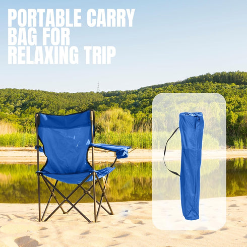 230 LBS Outvita Folding Camping Chair, Portable Durable Armrest Chair with Cup Holder & Carry Bag for Outdoor Picnic