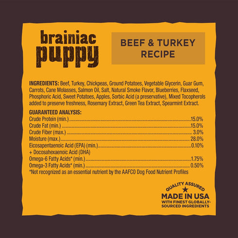Wellness CORE Brainiac Puppy Soft Training Dog Treats, Grain Free, Beef & Turkey, 5 Ounce Bag