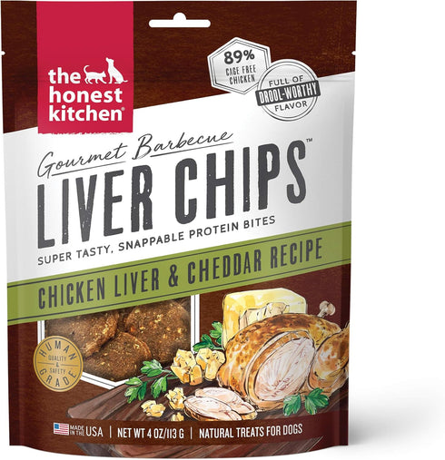 The Honest Kitchen Gourmet Barbecue Liver Chips: Chicken Liver & Cheddar Recipe, 4 oz Bag