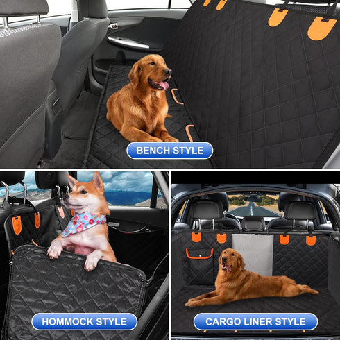 600D Hammock (54" 58" Dog Car Seat Cover for Back Seat Scratchproof Nonslip Durable Waterproof Cars Pet Backseat Covers