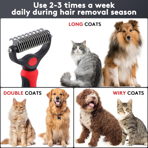 Tpotato Deshedding Dog Brush for Long Haired Dogs Cats,Undercoat Shedding Rake for Dematting Detangling Tangles Matted
