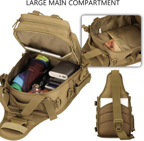Pack Backpack Protector Plus Tactical Sling Bag Military MOLLE Crossbody Chest Shoulder (Patch Included) | Chest