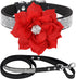 Cute Dazzling Sparkling Elegant Fancy Soft Suede Leather Bling Rhinestone Crystal Jeweled Pet Collar and Leash Set (L,